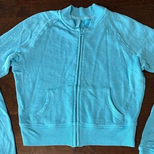 SKIMS French Terry Modal Zip Up light weight sweatshirt Cyan XS - Never Worn